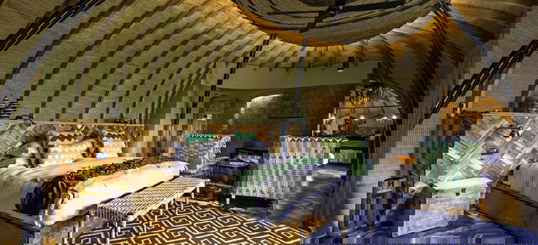Ein Schalfzimmer der isate Lodge, Ruanda