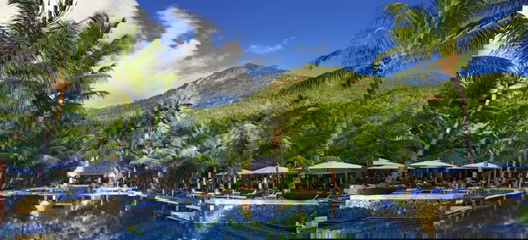 Der Poolbereich des Hilton Labriz Seychelles auf Silhouette